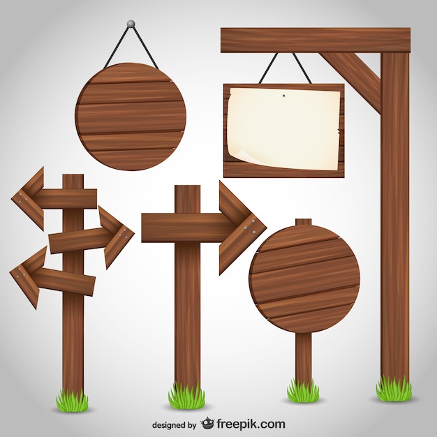 Vector gratuito conjunto de signos de madera