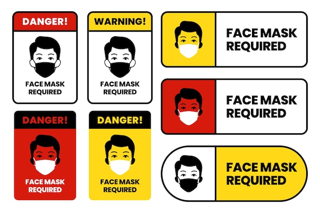 Vector gratuito conjunto de signos requeridos de máscara facial