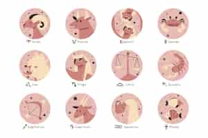 Vector gratuito conjunto de signos del zodíaco dibujados a mano