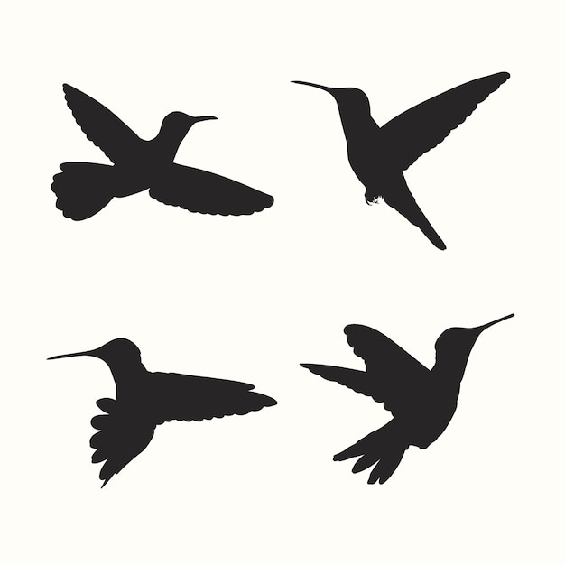 Conjunto de silueta animal de diseño plano