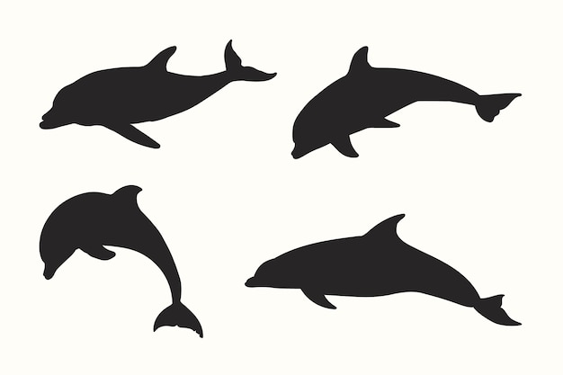 Conjunto de silueta animal de diseño plano
