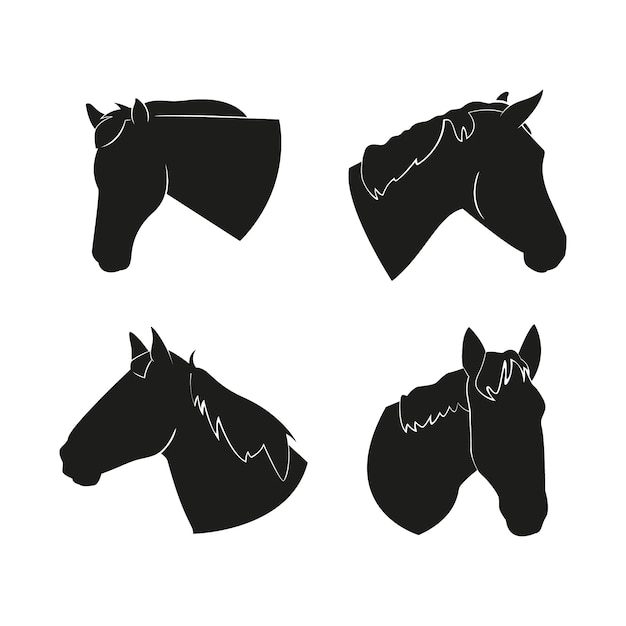 Conjunto de silueta de animales dibujados a mano