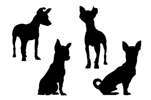 Conjunto de silueta de animales de diseño plano