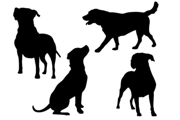 Conjunto de silueta de animales de diseño plano