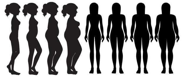 Un conjunto de silueta de cuerpo de mujer
