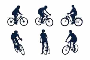 Vector gratuito conjunto de siluetas de bicicletas dibujadas a mano