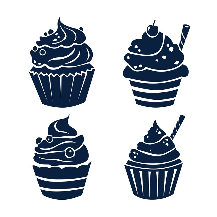 Vector gratuito conjunto de siluetas de pasteles dibujados a mano