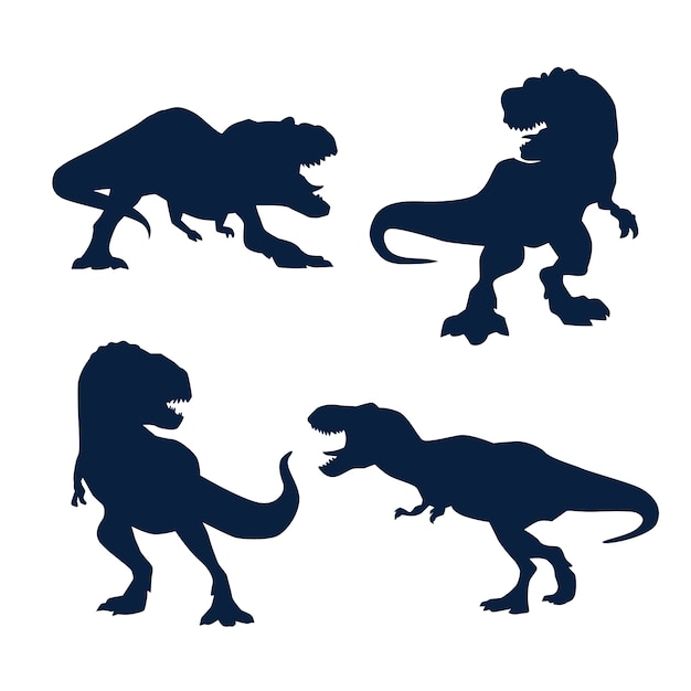 Vector gratuito conjunto de siluetas de t-rex dibujadas a mano