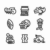 Vector gratuito conjunto de símbolos aztecas de diseño plano