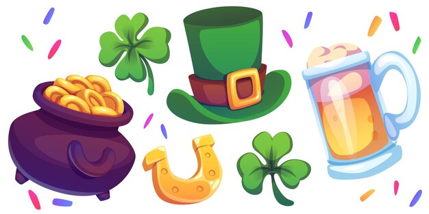 Conjunto de símbolos del día de San Patricio