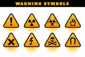 Vector gratuito conjunto de símbolos e iconos de advertencia