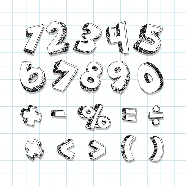 Vector gratuito conjunto de símbolos matemáticos dibujados a mano