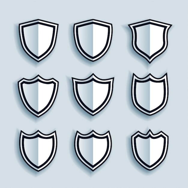 Vector gratuito conjunto de símbolos o insignias de escudo de estilo plano