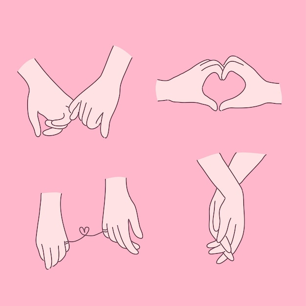 Vector gratuito conjunto de símbolos de san valentín de mano