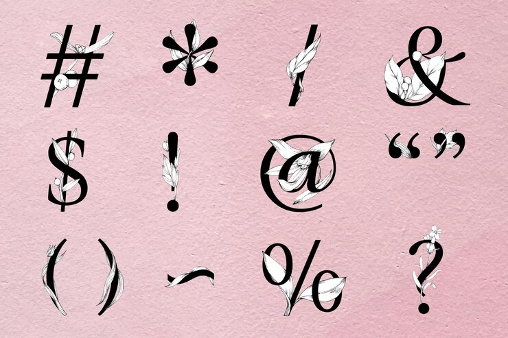 Vector gratuito conjunto de símbolos tipografía decorada botánica