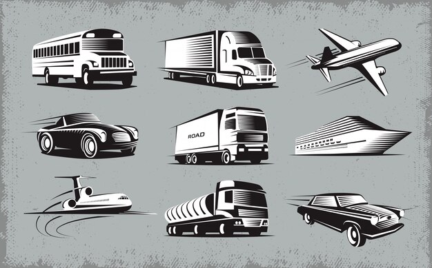 Conjunto de símbolos de varios modos de transporte