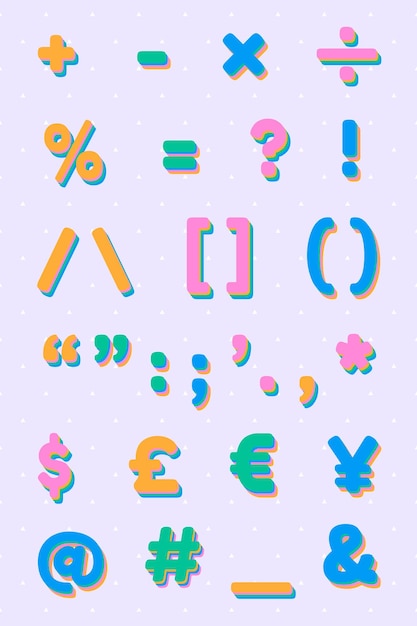 Conjunto de símbolos vectoriales fuente sombra 3d