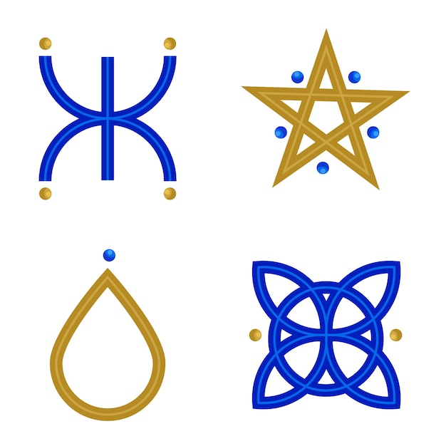 Conjunto de símbolos wiccan de diseño plano