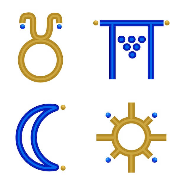 Conjunto de símbolos wiccan de diseño plano