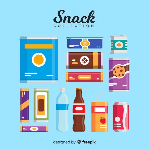 Vector gratuito conjunto de snacks en estilo flat