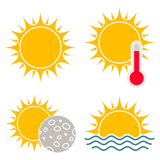 Vector gratuito conjunto de soles planos