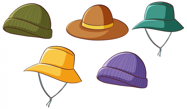 Conjunto de sombreros aislados