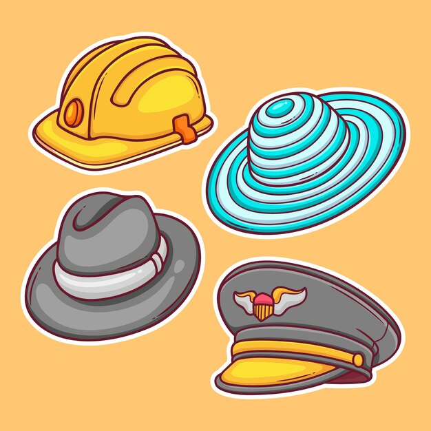 conjunto de sombreros dibujados a mano