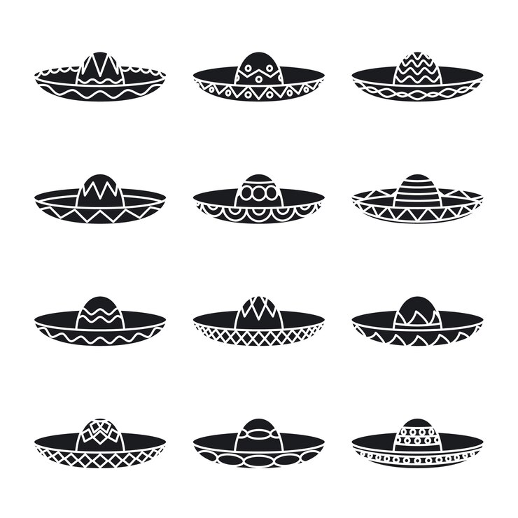 Vector gratuito conjunto de sombreros mexicanos