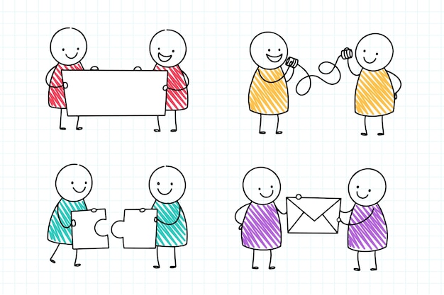 Conjunto de stickman estilo dibujado a mano