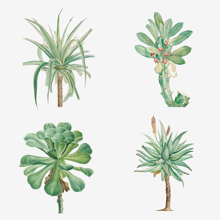 Vector gratuito conjunto de suculentas y cactus