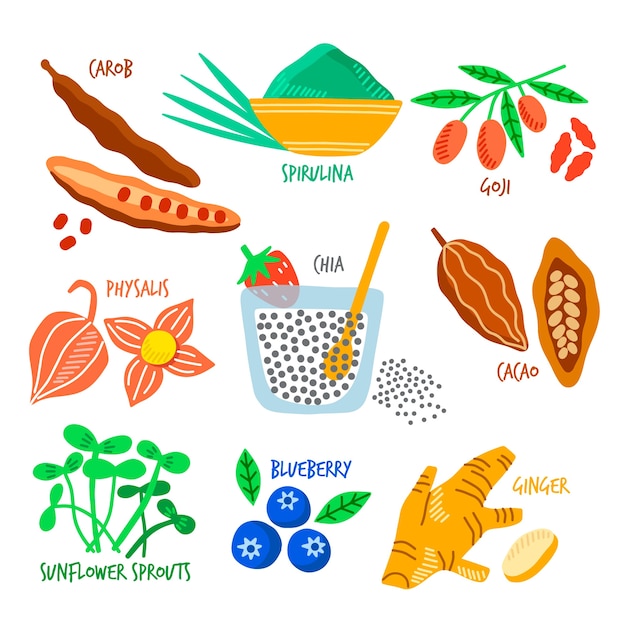 Vector gratuito conjunto de superalimento