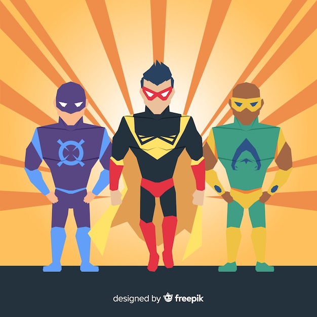 Vector gratuito conjunto de superheroes masculinos