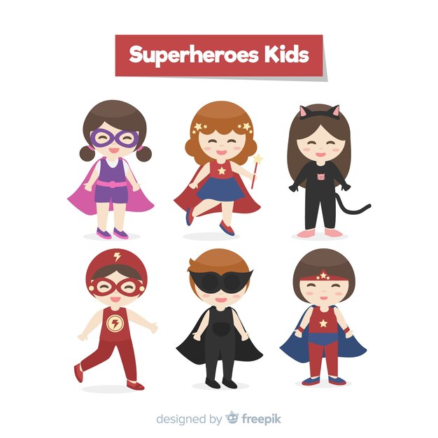 Conjunto de superheroes de niños