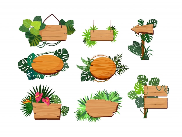 Conjunto de tablas de madera de la selva