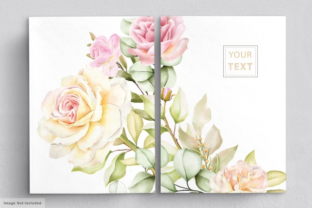 Conjunto de tarjeta de boda floral acuarela romántica