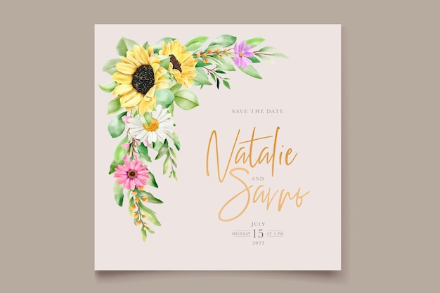 Vector gratuito conjunto de tarjeta de invitación floral acuarela