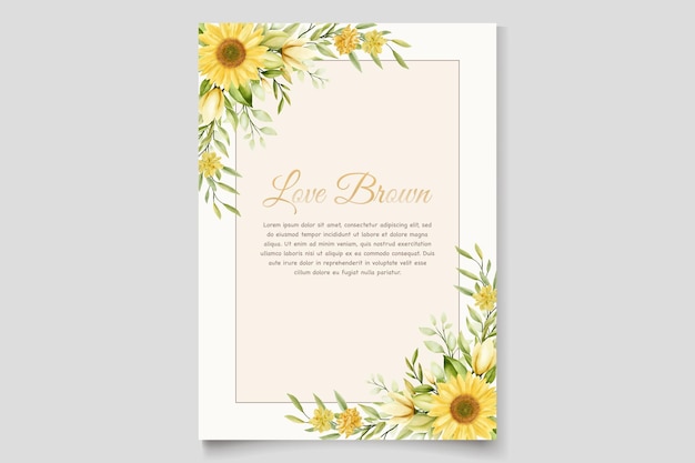 Vector gratuito conjunto de tarjeta de invitación floral de girasol