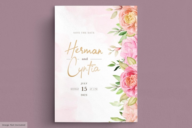 Vector gratuito conjunto de tarjeta de invitación floral de primavera acuarela