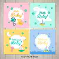 Vector gratuito conjunto de tarjetas de baby shower