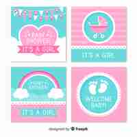 Vector gratuito conjunto de tarjetas de baby shower