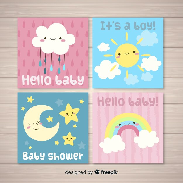 Conjunto de tarjetas de baby shower