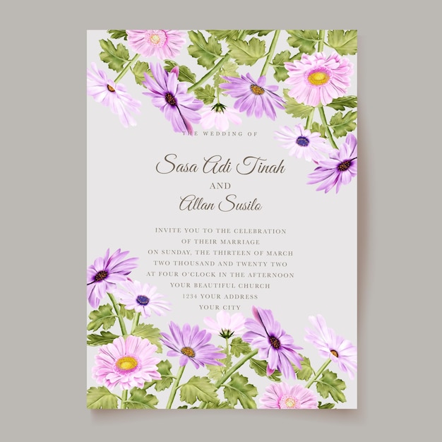 Conjunto de tarjetas de boda floral acuarela