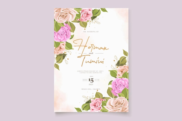conjunto de tarjetas de boda florales dibujadas a mano