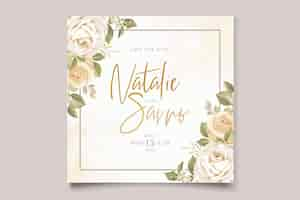 Vector gratuito conjunto de tarjetas de boda de flores rosas dibujadas a mano