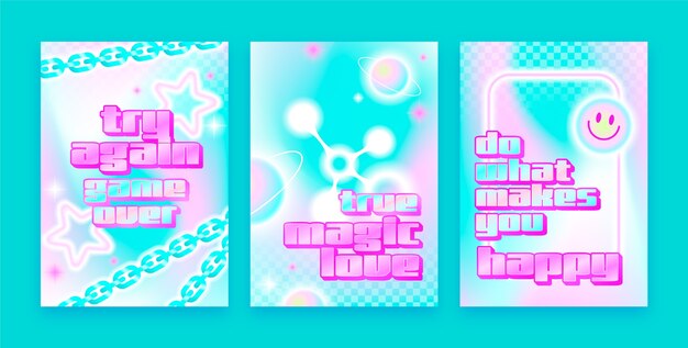 Conjunto de tarjetas borrosas con gradiente