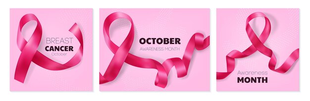 Conjunto de tarjetas de cáncer de mama