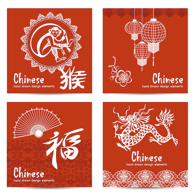 Conjunto de tarjetas chinas