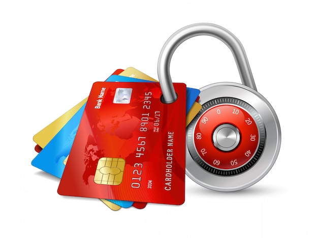 Vector gratuito conjunto de tarjetas de crédito seguras con chips.