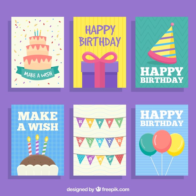 Conjunto de tarjetas de cumpleaños