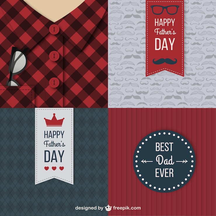 Vector gratuito conjunto de tarjetas del día del padre